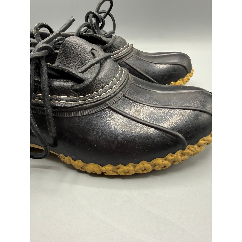 LL Bean Boots Rubber Moc Womens 7 M Black Gum Leather Duck Shoes 06009 USA Made - Picture 11 of 11